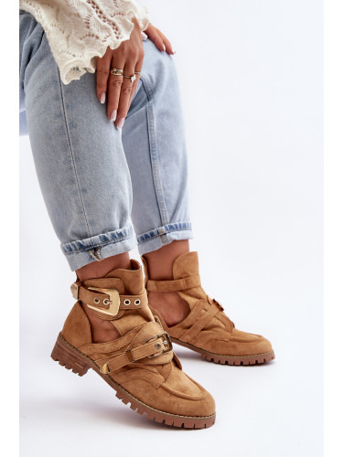 Boto Lu Boo Zamszowe Botki Z Wycięciami Camel Rock Girl