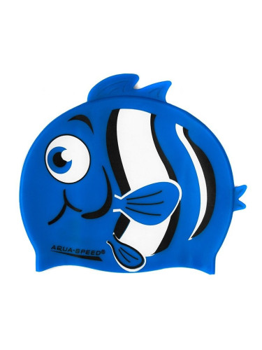 AQUA SPEED Kids's Swimming Cap ZOO Nemo Navy Blue Pattern 10