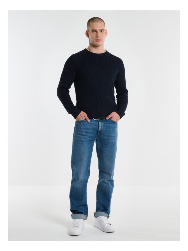 Big Star Man's Sweater 161027 Navy Blue Wool-403