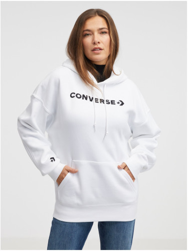 White Women's Converse Embroidered Wordmark Hoodie