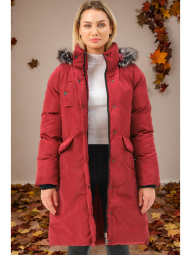 Z6774 DEWBERRY WOMEN'S COAT-PLAIN BURGUNDY