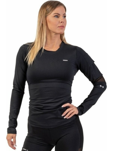 Nebbia Long Sleeve Smart Pocket Sporty Top Black XS Фитнес тениска