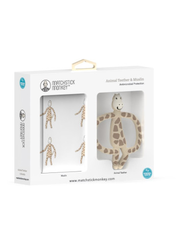 Matchstick Monkey Animal Teether & Muslin Giraffe подаръчен комплект (за деца )