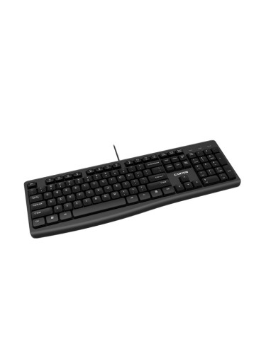 Клавиатура Canyon CKEY5-BG, 12 мултимедийни бутона, черна, USB