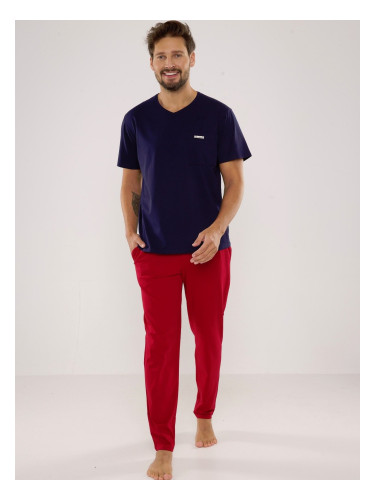 Pyjamas De Lafense 624 Kevin kr/r S-2XL men's navy-burgundy 203