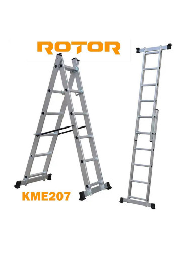 Стълба алуминиева, сгъваема, 2x7 стъпала, 3.2 м, ROTOR KME207
