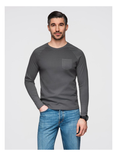 Ombre Men's longsleeve with "waffle" texture - graphite