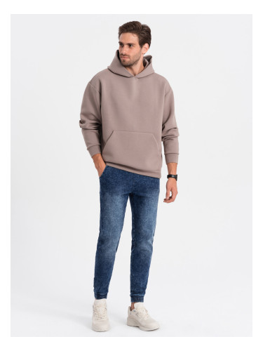 Ombre Men's marbled denim JOGGERY pants - dark blue