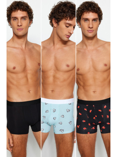 Trendyol 3-Pack Multi-Colored Animal Patterned-Flat Pack Couple/Double Stretch Cotton Boxer