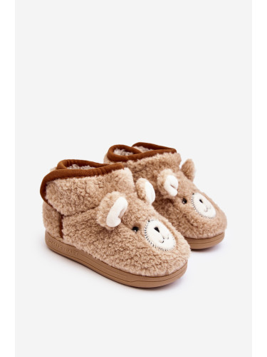 Boto Детски поларени чехли с мече бежови Eberra