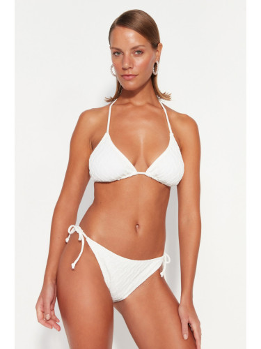 Trendyol екрю вратовръзка текстурирани бикини дъна