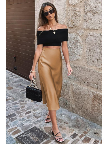 Madmext Mad Girls Beige Satin Skirt