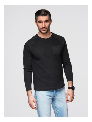 Ombre Men's longsleeve with "waffle" texture - black