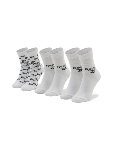 Reebok Комплект 3 чифта дълги чорапи мъжки Cl Fo Crew Sock 3P GG6682 Бял