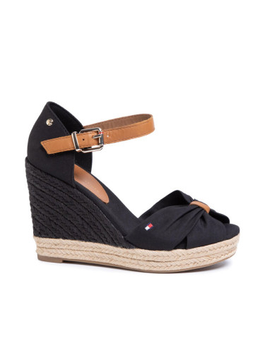 Tommy Hilfiger Еспадрили Basic Opened Toe High Wedge FW0FW04784 Черен