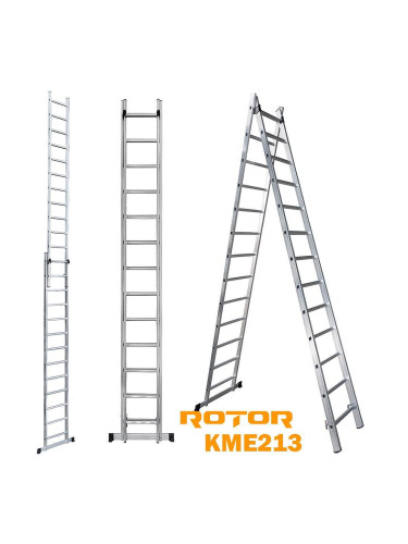 Стълба алуминиева, сгъваема, 2x13 стъпала, 6.48 м, ROTOR KME213