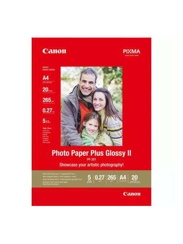 Хартия Canon Plus Glossy II PP-201, A4, 20 страници, High Gloss