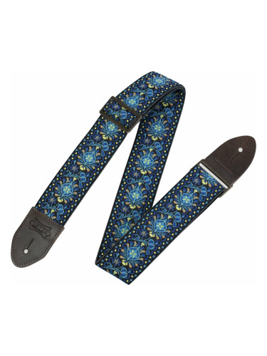 Levys M8HTV-04 Print Series 2" Vintage Hootenanny Jacquard Weave Guitar Strap Blue