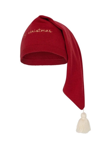 Детска памучна шапка Konges Sløjd в червено с фина плетка от памук