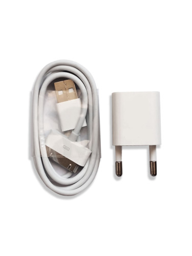 Зарядно устройство комплект bSmart Hi-Copy в кутия 220V, за iPhone 3/4/4G, Бял