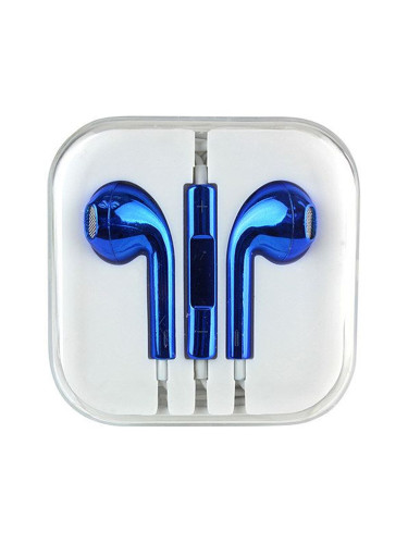 Слушалки HF за iPhone 3.5 mm в кутия, Сини