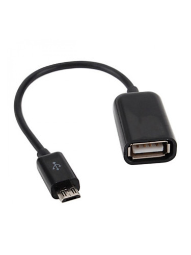 Кабел OTG, Micro USB - USB женско, Черен