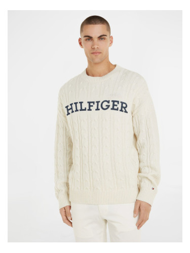 Tommy Hilfiger Cable Monotype Crew Neck Пуловер Byal