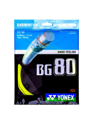 Yonex BG 80 Кордаж за бадминтон ракета, жълто, размер