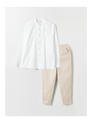 LC Waikiki Collar Long Sleeve Boy's Shirt and Trousers