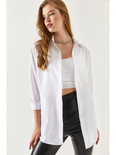 armonika Oversize Long Basic Shirt - White