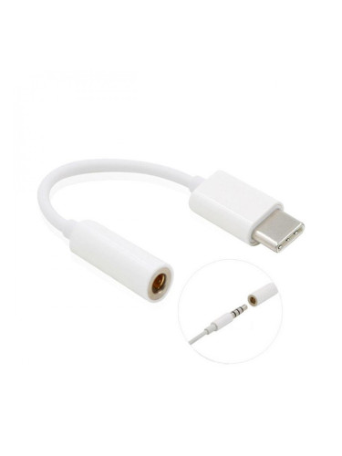 Кабел AUX bSmart, 3.5мм към USB-C, Бял