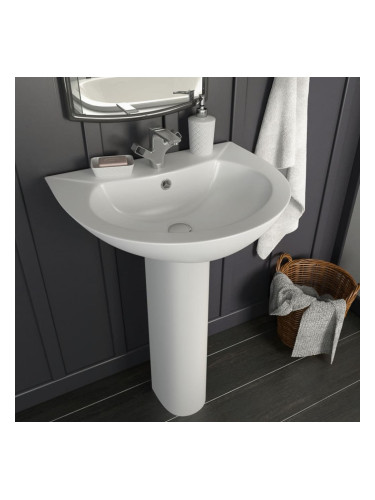 Sonata Свободностояща мивка с пиедестал керамична бяла 520x440x190 мм