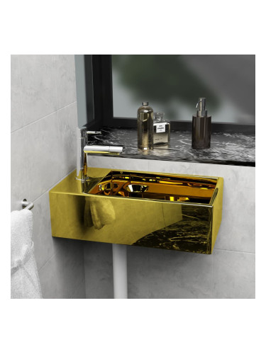 Sonata Мивка с преливник, 49x25x15 см, керамична, златиста