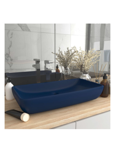 Sonata Луксозна правоъгълна мивка матово тъмносиня 71x38 см керамика