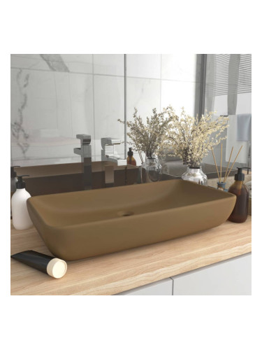 Sonata Луксозна правоъгълна мивка матово кремава 71x38 см керамика