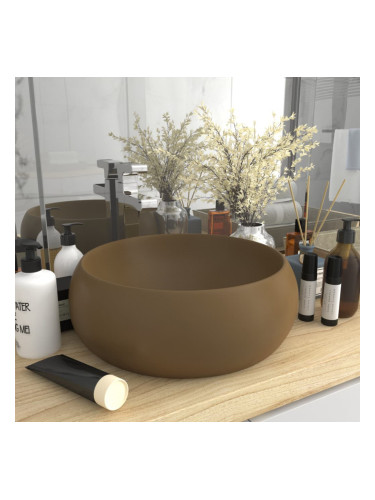 Sonata Луксозна кръгла мивка, матово кремава, 40x15 см, керамика