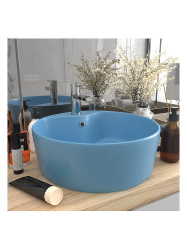 Sonata Луксозна мивка с преливник светлосин мат 36x13 см керамика