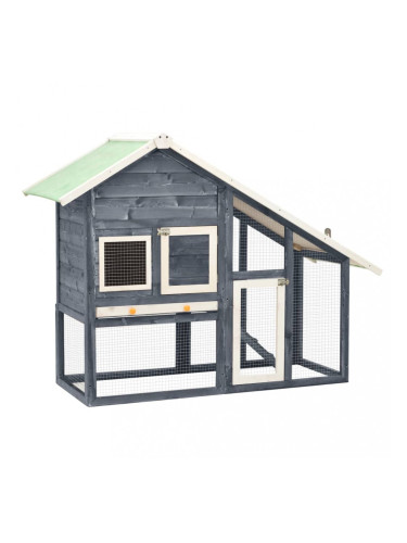 Sonata Клетка за зайци, сиво и бяло, 140x63x120 см, чам масив