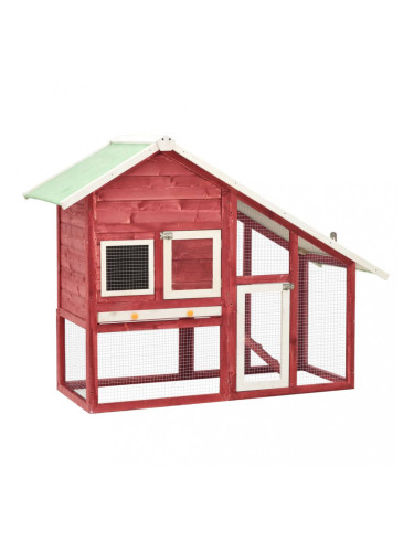 Sonata Клетка за зайци, червено и бяло, 140x63x120 см, чам масив