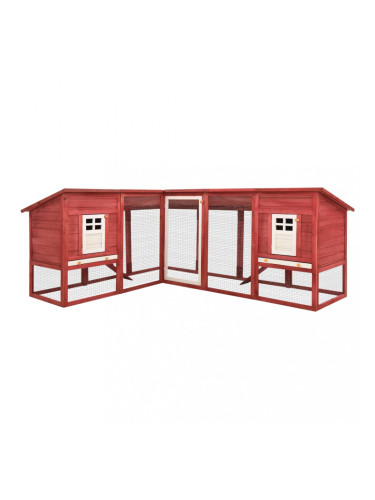 Sonata Външна клетка за зайци с пътечка, червено и бяло, чам масив