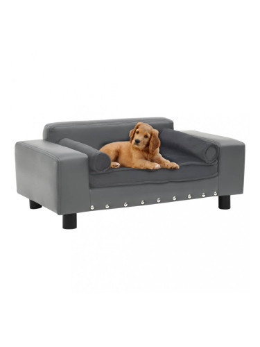 Sonata Кучешки диван, сив, 81x43x31 см, плюш и изкуствена кожа