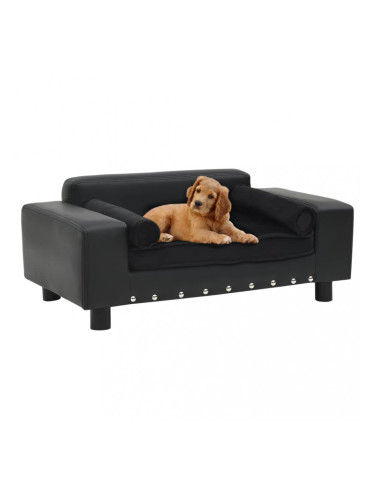 Sonata Кучешки диван, черен, 81x43x31 см, плюш и изкуствена кожа