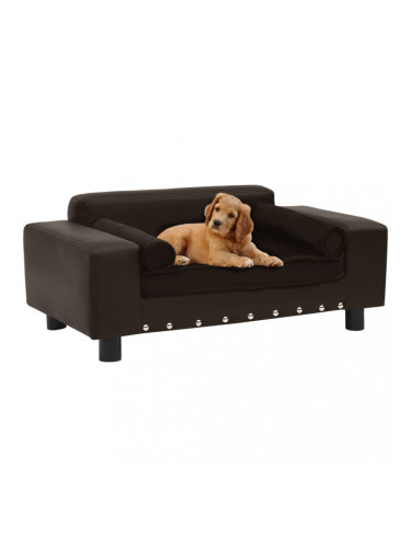 Sonata Кучешки диван, кафяв, 81x43x31 см, плюш и изкуствена кожа