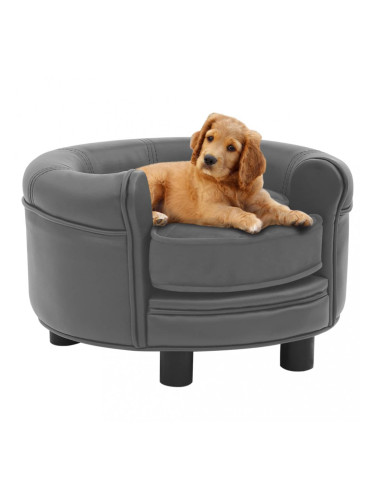 Sonata Кучешки диван, сив, 48x48x32 см, плюш и изкуствена кожа