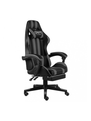 Sonata Геймърски стол с подложка за крака черно/сиво изкуствена кожа