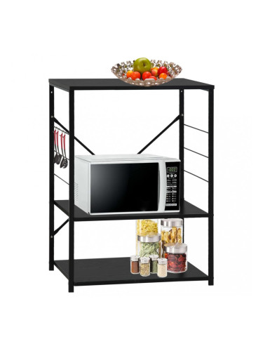 Sonata Шкаф за микровълнова, черен, 60x39,6x79,5 см, ПДЧ