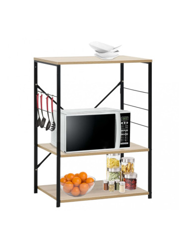 Sonata Шкаф за микровълнова, черно и дъб, 60x39,6x79,5 см, ПДЧ