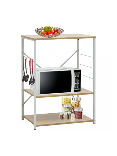 Sonata Шкаф за микровълнова, бяло и дъб, 60x39,6x79,5 см, ПДЧ