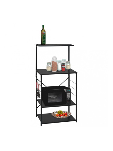 Sonata Шкаф за микровълнова, черен, 60x39,6x123 см, ПДЧ