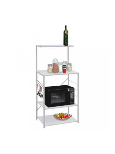 Sonata Шкаф за микровълнова, бял, 60x39,6x123 см, ПДЧ